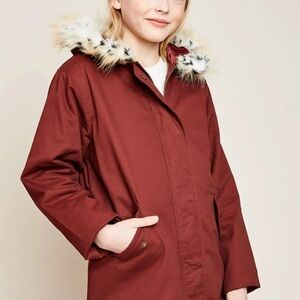 Hayden Girls Los Angeles Cargo Jacket with Fur Trim Wine NWT sz XL